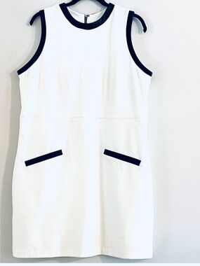Express White Midi Dress With Black Leather Faux Trim Size XL